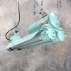 Our original industrial flameproof striplight is professionally refurbished. Fitted with LED T8 tubes and refinished with marine green paint, these retro light fixtures have been transformed into an industrial feature ceiling light perfect for modern interiors.