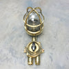 Outdoor explosion proof brass wall light with switch. Restored lighting with protective cage
