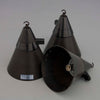 Three conical black pendant lights
