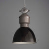 Black enamel retro industrial pendant light in the Skinflint Collection. This vintage factory pendant light is restored for modern use.
