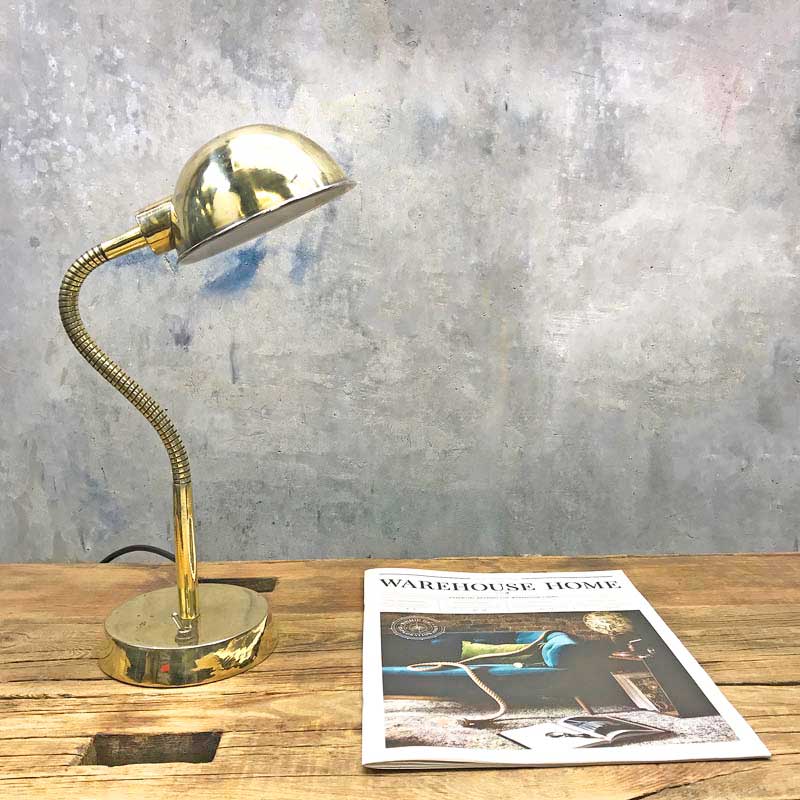 Shop the swan neck table lamp from our collection of vintage industrial lighting. A reclaimed vintage brass desk lamp professionally rewired for modern interiors. This brass swan lamp is an ideal bedside lamp