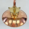 The copper& brass wall light is a reclaimed vintage industrial explosion proof brass lamp. Full of industrial style with a protective brass cage, copper shade and copper wall arm this wall lamp is beautifully restored for modern interiors. The light fixture extends out from the wall on a copper cantilever arm fixture.