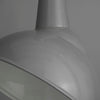 Large grey vitreous enamel factory pendant lights with angled shade for directional task lighting.