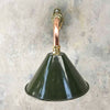 industrial style green wall lamp with a copper & brass wall arm cantilever fixture