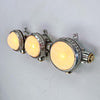 Shop unusual wall lights at Loomlight, restored vintage industrial lighting. This quirky trio of industrial spotlights has frosted glass and compatible with LED bulbs.