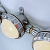 Shop unusual wall lights at Loomlight, restored vintage industrial lighting. This quirky trio of industrial spotlights has frosted glass and compatible with LED bulbs.