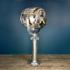 Large Suez Canal Searchlightwith bespoke lamp arrangement using Edison LED filament tubes to create decorative arrangement. The stainless steel searchlight is mounted to a floor standing post and the whole lamp stands at 200cm tall. Restored and ready for modern use. An ideal unusual and unique floor lamp for people that like to stand out from the crowd.