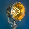 Large Suez Canal Searchlightwith bespoke lamp arrangement using Edison LED filament tubes to create decorative arrangement. The stainless steel searchlight is mounted to a floor standing post and the whole lamp stands at 200cm tall. Restored and ready for modern use. An ideal unusual and unique floor lamp for people that like to stand out from the crowd.