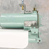 Retro striplight with shades by Daeyang and restored by Loomlight in UK. Painted white and green. Reclaimed 1970's old fluorescent tube light modified with LED T8 tubes for modern interiors.