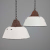 Hungarian Vintage White Enamel Factory Pendant Lights