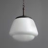 a vintage white opaline tiered pendant light with black bakelite fittings