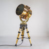 Daylight signal light by Shonan Kosakusho, reclaimed from military war ships. Paired with a military gyroscope to create a bespoke large tripod floor lamp