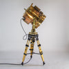 Daylight signal light by Shonan Kosakusho, reclaimed from military war ships. Paired with a military gyroscope to create a bespoke large tripod floor lamp
