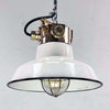 shop our vintage pendant light which comprises a white vitreous enamel shade and an explosion proof bronze cage lamp. Ideal as vintage kitchen lighting as they are fully restored and rewired compatible with LED light bulbs.