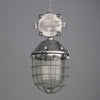 Extra large vintage industrial cage pendant light by polam wilkasy made in Poland. Made in aluminium and glass
