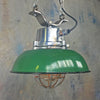Vintage industrial green Ceiling pendant with protective cage