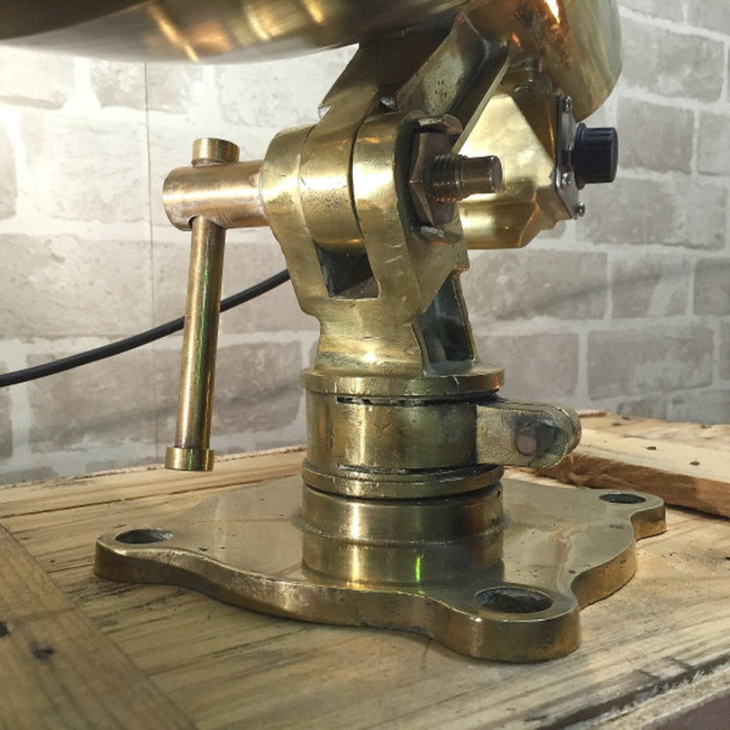 A retro industrial brass, stainless steel and copper naval searchlight table lamp, salvaged & restored.