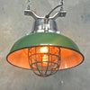 Vintage industrial green Ceiling pendant with protective cage