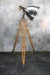 Japanese XL Industrial Stainless Steel & Brass Search Light Tripod