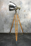 Japanese XL Industrial Stainless Steel & Brass Search Light Tripod