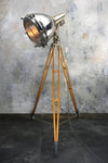 Japanese XL Industrial Stainless Steel & Brass Search Light Tripod