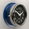 Navy Blue nautical wall clock salvaged and restored with Quartz silent sweep seconds hand movement meaning this clock is non-ticking.