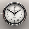 Grey nautical wall clock with quartz silent sweep seconds hand movement meaning no ticking. The silent wall clock has a white face with black digits and is 20cm diameter. Classic wall clock to suit any interior.