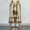Nikon 15 x 80 4 degree naval vintage binoculars finished with bronze veneer and wooden tripod.