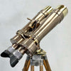 Nikon 15 x 80 4 degree naval vintage binoculars finished with bronze veneer and wooden tripod.