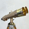 Nikon 15 x 80 4 degree naval vintage binoculars finished with bronze veneer and wooden tripod.