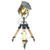 British brass vintage marine searchlight wooden tripod floor lamp