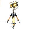 British brass vintage marine searchlight wooden tripod floor lamp