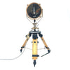 British brass vintage marine searchlight wooden tripod floor lamp