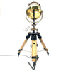 British brass vintage marine searchlight wooden tripod floor lamp
