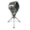 A reclaimed retro industrial aluminium marine searchlight paired with a satellite tripod to create a large bespoke floor lamp.