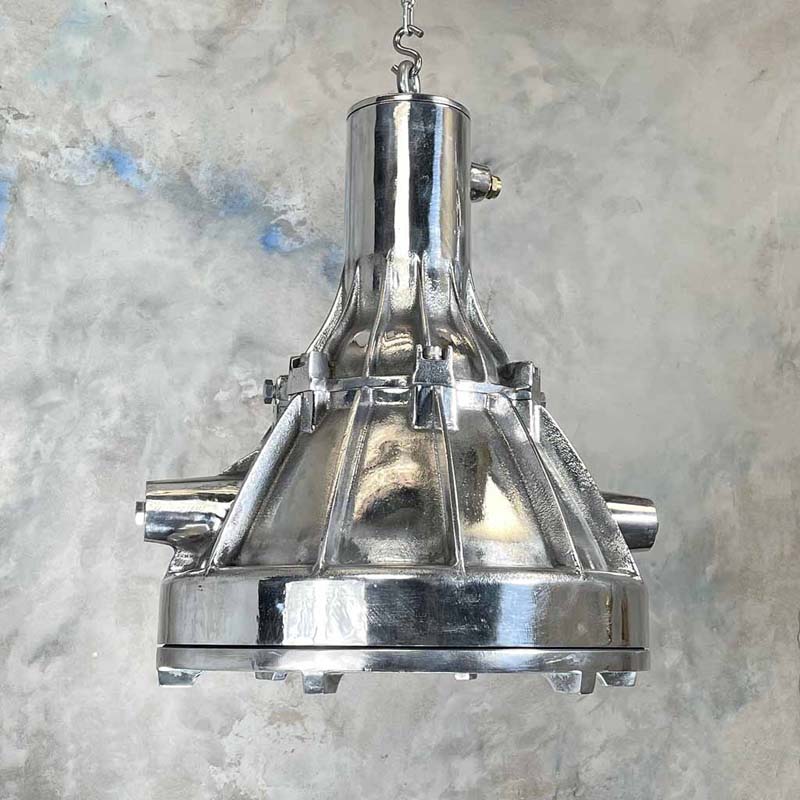 Shop our large industrial pendant light which is a vintage lighting fixture made from aluminium. Vintage industrial pendant lighting great for kitchens.