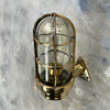 Vintage industrial cast brass 90 degree wall cage light by Industria Rotterdam.