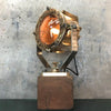 A unique vintage bronze and teak industrial desk lamp.