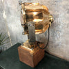 A unique vintage bronze and teak industrial desk lamp.