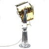 Large vintage industrial british brass & aluminium searchlight floor lamp