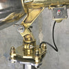 Large vintage industrial stainless steel & brass floor lamp