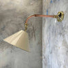 Vintage industrial Ivory & copper cantilever wall Light
