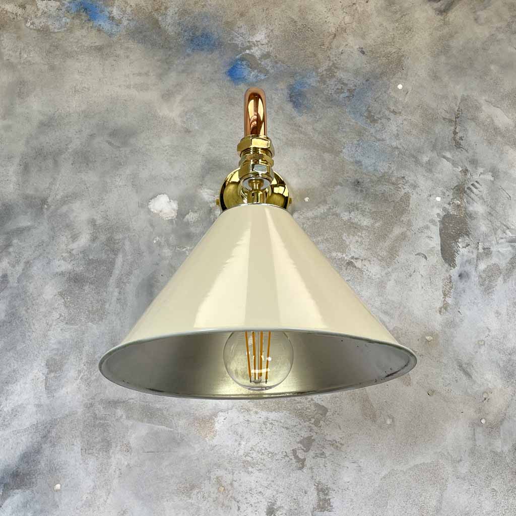 Vintage industrial Ivory & copper cantilever wall Light