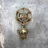 A vintage industrial Wiska industrial brass wall light with a protective brass wire cage & junction box.