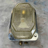 Vintage British made cast aluminium bulkhead wall lighting by Victor with a prismatic glass cover