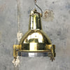 A small reclaimed vintage industrial brass spot light ceiling pendant