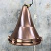 copper vintage industrial ceiling pendant light, conical shaped.