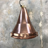 copper vintage industrial ceiling pendant light, conical shaped.