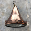 copper vintage industrial ceiling pendant light, conical shaped.
