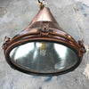 copper vintage industrial ceiling pendant light, conical shaped.